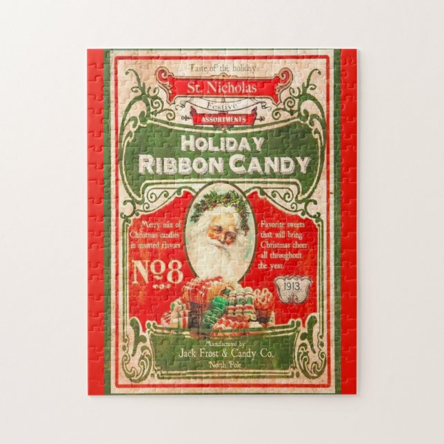 Vintage 1913 Chistmas Candy with Santa  Jigsaw Puzzle (Vertical)