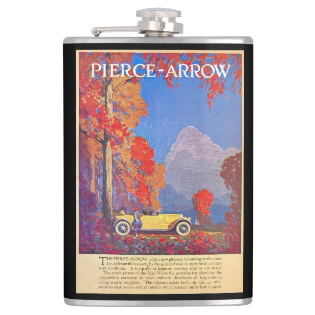 VINTAGE 1915 PIERCE ARROW CAR AD HIP FLASK (Front)