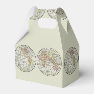 Vintage 1916 World Map Globe Hemispheres Poster Favor Box