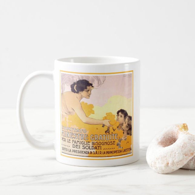 Vintage 1917 Italian Poster Coffee Mug (With Donut)