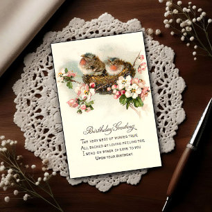 Vintage 1917 Nesting Birds Birthday  Postcard