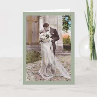 Vintage 1920 Art Déco Mariée et Carte photo de cha
