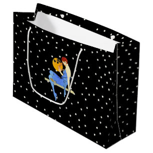Vintage 1920’s Flapper Lady Moon Stars Red Hair Large Gift Bag