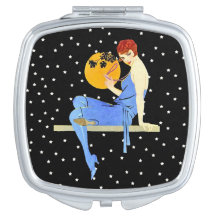 Vintage 1920’s Flapper Lady Moon Stars Red Hair