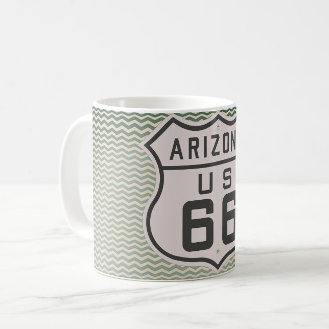Vintage 1920s Arizona Route 66 Sign Coffee Mug (Front Left)