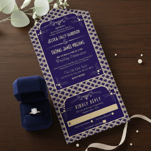 Vintage 1920's Art Deco Gatsby Wedding Collection All In One Invitation