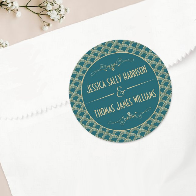 Vintage 1920's Art Deco Gatsby Wedding Collection Classic Round Sticker (Creator Uploaded)