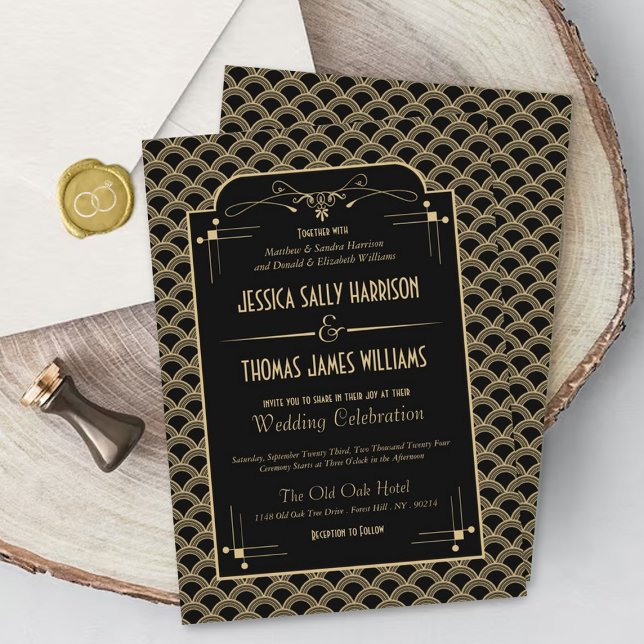 Vintage 1920's Art Deco Gatsby Wedding Collection Invitation (Creator Uploaded)