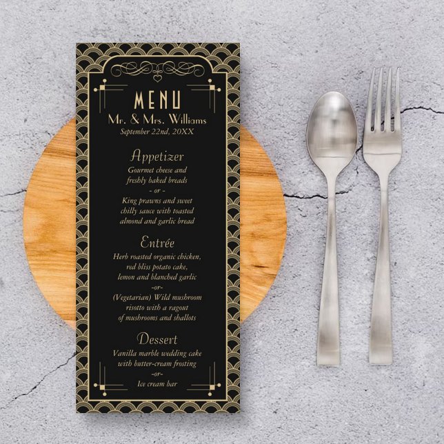 Vintage 1920's Art Deco Gatsby Wedding Collection Menu (Creator Uploaded)