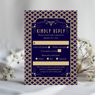 Vintage 1920's Art Deco Gatsby Wedding Collection RSVP Card