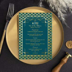 Vintage 1920's Art Deco Gatsby Wedding Menu