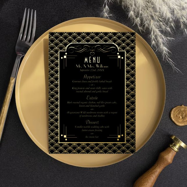 Vintage 1920's Art Deco Gatsby Wedding Menu (Creator Uploaded)
