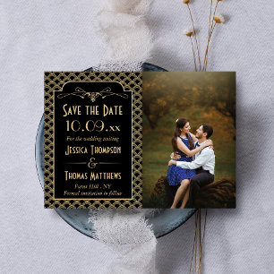 Vintage 1920's Art Deco Gatsby Wedding Photo Save The Date