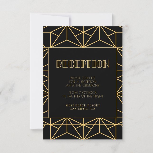 Vintage 1920s art deco geometric reception card (Front)