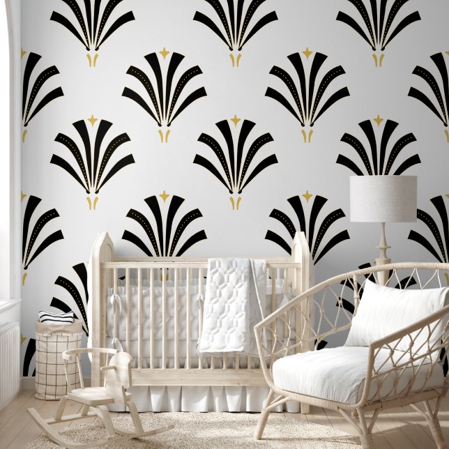Vintage 1920s Art Deco Palmetto Leaves Wallpaper (Kids)