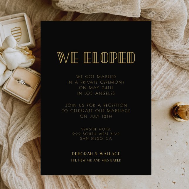 Vintage 1920s art deco simple We eloped card (Creator Uploaded)