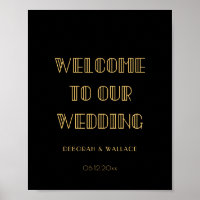 Vintage 1920s art deco Welcome to our wedding sign