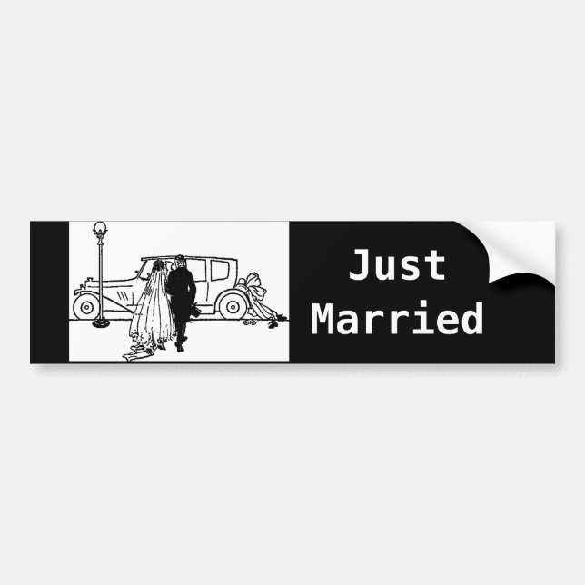 Vintage 1920s Bride & Groom Wedding  Bumper Sticker (Front)