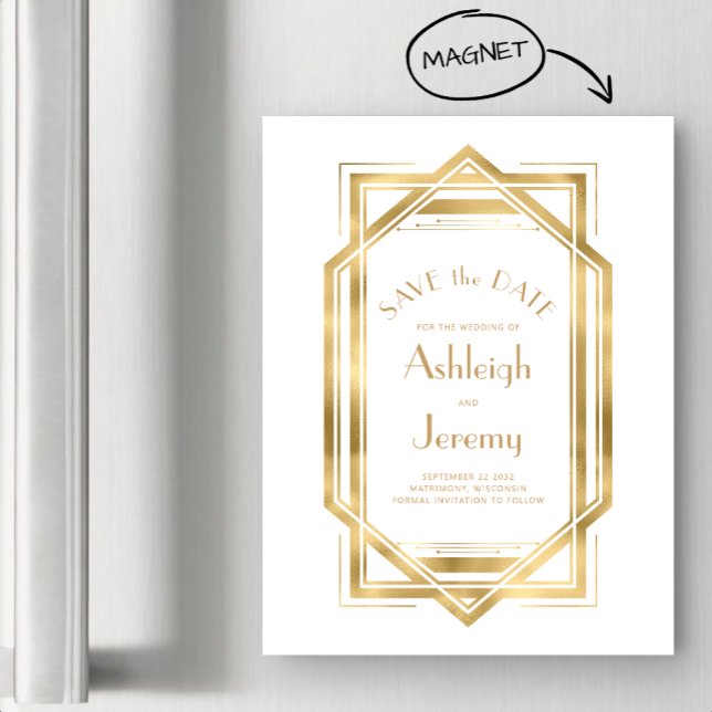 Vintage 1920s Deco White Gold Save the Date (Creator Uploaded)