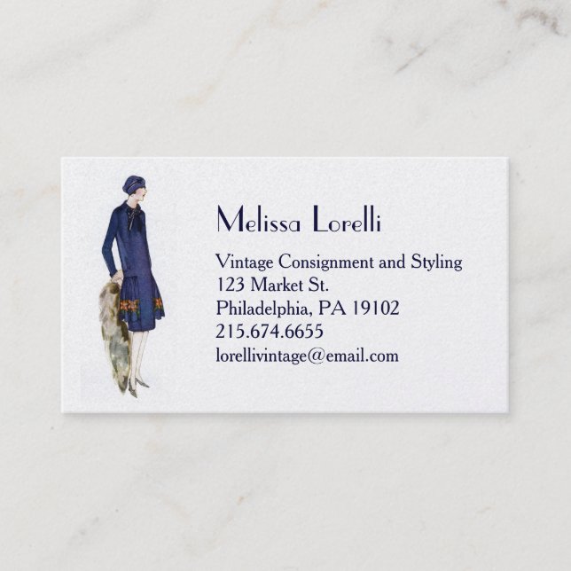 Vintage 1920's Fashion Business Card (Front)