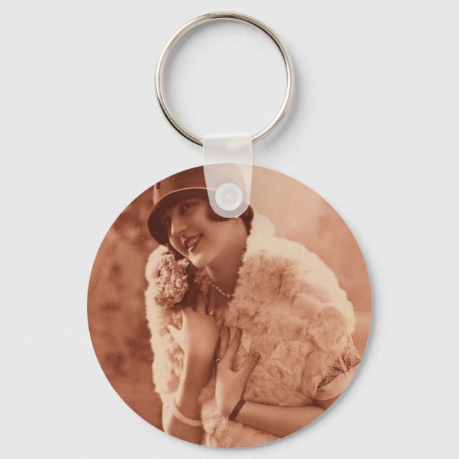 Vintage 1920s Flapper Girl Keychain (Front)