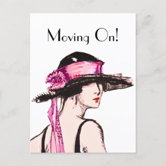 Vintage 1920's Flapper Girl Moving Home Postcard