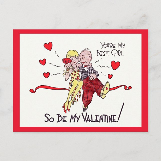 Vintage 1920s Flapper Valentine Postcard (Front)