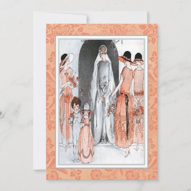Vintage 1920s Illustration Bridal Party Shower Invitation (Front)