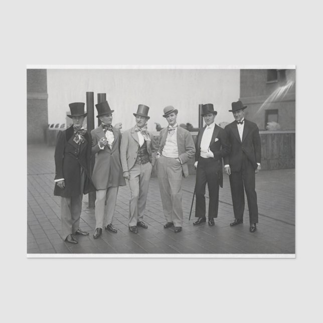 Vintage 1920s Men in Top Hats Tissue Paper (Front)