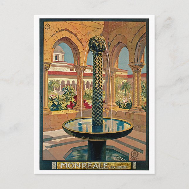 Vintage 1920s Monreale Italian travel ad Postcard (Front)