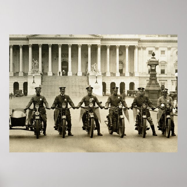Vintage 1920s Motorcycle Cops Poster (Front)