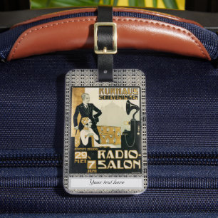 Vintage 1920s Netherlands Radio Salon Customizable Luggage Tag