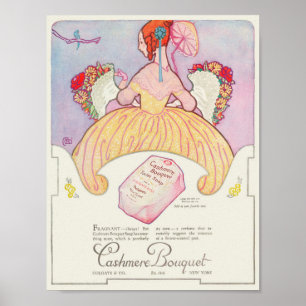 Vintage 1920's Print Ad Woman with Flowers