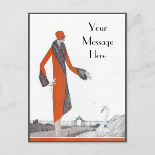 Vintage 1920's Red Coat Postcard