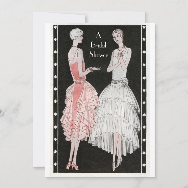 Vintage 1920's Stylish Flappers Bridal Shower Invitation (Front)