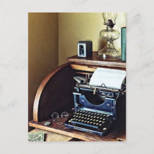 Vintage 1920s Typewriter In Home Office Postcard