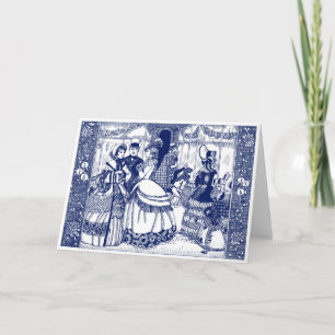 Vintage 1920s Victorian Xmas Strolling & Shopping Holiday Card