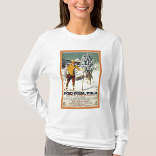 Vintage 1920s winter sports advert Italian travel T-Shirt