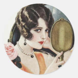 Vintage 1920s Woman Classic Round Sticker