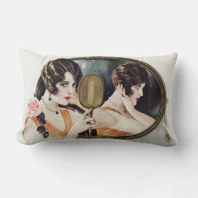 Vintage 1920s Woman Lumbar Pillow (Front)