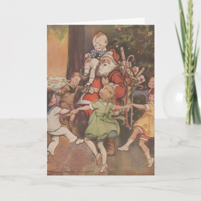 vintage 1923 Santa & Children Christmas Card (Front)