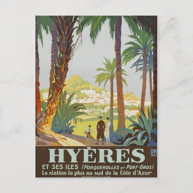 Vintage 1925 French Riviera - Hyeres Postcard (Front)