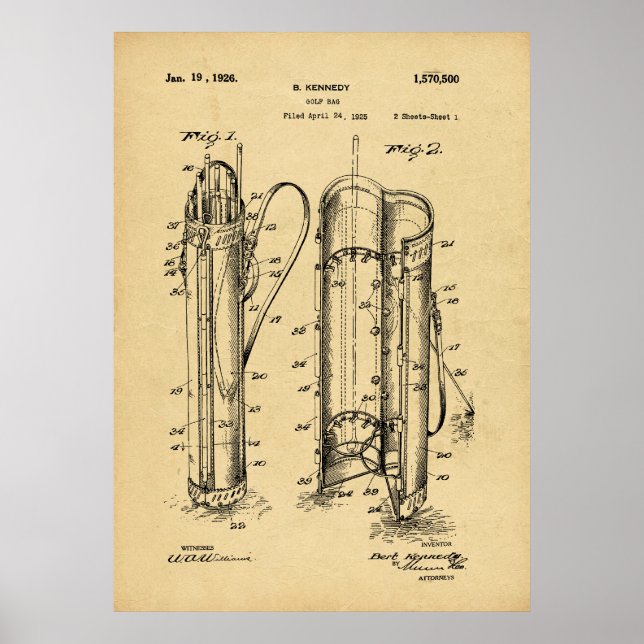 Vintage 1925 Golf Bag Print (Front)