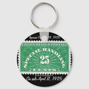 "Vintage-'1925-Special Handling' postage stamp" Keychain