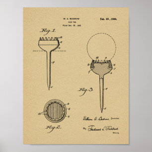 Vintage 1926 Golf Ball Tee Design Patent Art Print