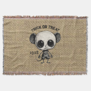 Vintage 1928 Creepy Mouse Burlap Woven Throw Blank Blanket