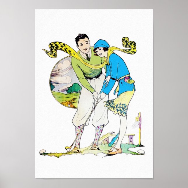 Vintage 1929 Golf Watercolour Print (Front)