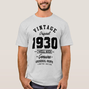 Vintage 1930 Born in 1930 Retro Birthday Gift T-Shirt