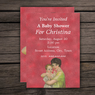 Vintage 1930’s Mother Holding Child Baby Shower Invitation