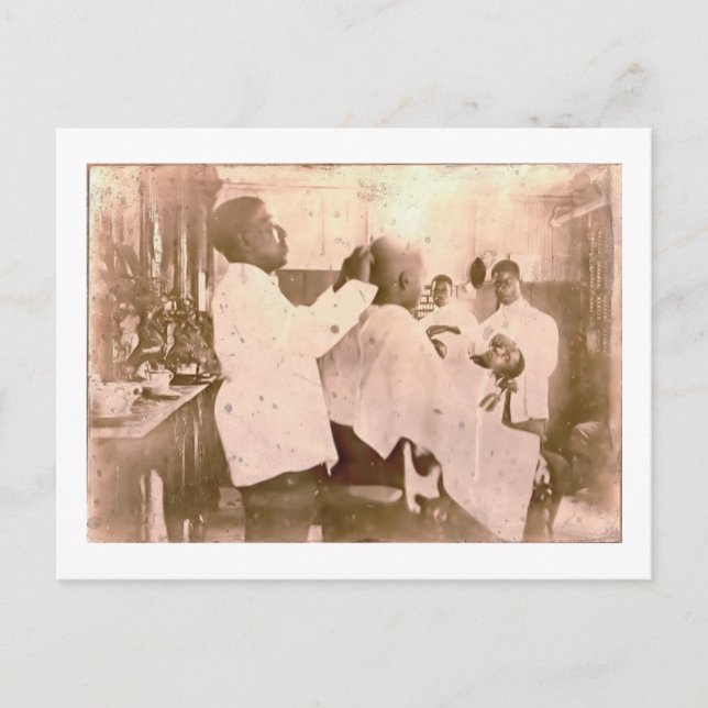 Vintage 1930's Black Barbershop Postcard (Front)